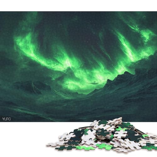 Regenbogen Farbige Aurora Puzzle HolzKunst Premium Polarlichter Nordlichter Kreativ Lustiges Plakat Puzzles Für Erwachsene Und Kinder Ab 13 Jahren 1000pcs (75x50cm) von DUABELPHF