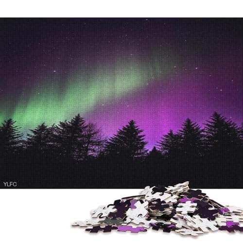 Regenbogen Farbige Aurora Puzzle HolzKunst Premium Polarlichter Nordlichter Poster Puzzles Für Erwachsene Und Kinder Ab 13 Jahren 1000pcs (75x50cm) von DUABELPHF