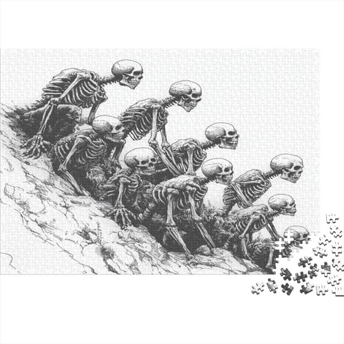 Schädel Skeleton Skelett Skull Puzzle HolzKunst Premium Schreckliche Aufregung Kreativ Lustiges Puzzles Plakat Für Erwachsene Kinder 1000pcs (75x50cm) von DUABELPHF