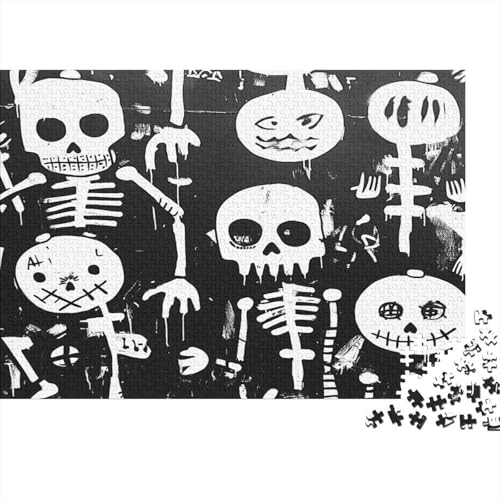 Schädel Skeleton Skelett Skull Puzzle HolzKunst Premium Schreckliche Aufregung Spiel Entpacken Puzzles Plakat Für Erwachsene Kinder 1000pcs (75x50cm) von DUABELPHF