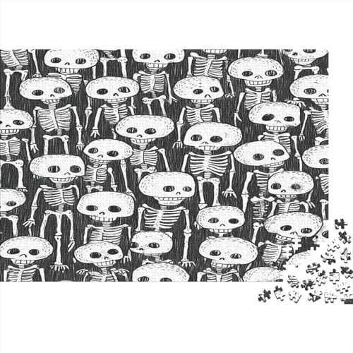 Schädel Skeleton Skelett Skull Puzzle HolzKunst Premium Schreckliche Aufregung Spiel Entpacken Puzzles Plakat Für Erwachsene Kinder 1000pcs (75x50cm) von DUABELPHF