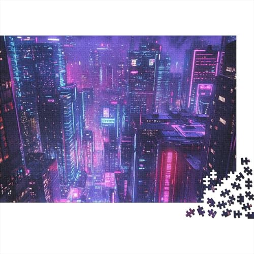 Stadtnachtszene Cityscape Puzzle HolzKunst Premium Fortgeschrittener Cyberpunk Spiel Entpacken Puzzles Plakat Für Erwachsene Kinder 1000pcs (75x50cm) von DUABELPHF