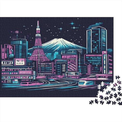 Tokio Tokyo Puzzle HolzKunst Premium Japanische Stadtlandschaft Kreativ Lustiges Puzzles Plakat Für Erwachsene Kinder 1000pcs (75x50cm) von DUABELPHF
