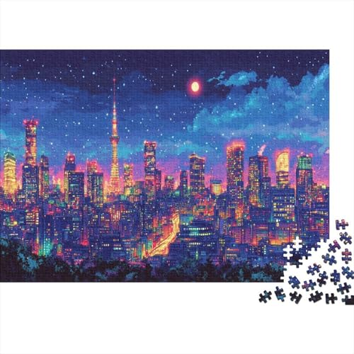 Tokio Tokyo Puzzle HolzKunst Premium Japanische Stadtlandschaft Spiel Entpacken Puzzles Plakat Für Erwachsene Kinder 1000pcs (75x50cm) von DUABELPHF