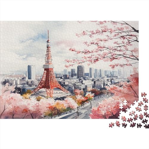Tokio Tokyo Tower Puzzle HolzKunst Premium Japanische Stadtlandschaft Spiel Entpacken Puzzles Plakat Für Erwachsene Kinder 1000pcs (75x50cm) von DUABELPHF