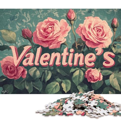 Valentinstag Valentine's Day Liebe Flower Puzzle HolzKunst Romantisches Liebesspiel Geschenk Plakat Puzzles Erwachsene Kinder 1000pcs (75x50cm) von DUABELPHF
