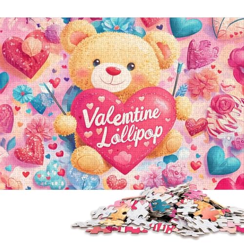 Valentinstag Valentine's Day Liebe Herz Puzzle HolzKunst Liebe Bear Romantisches Liebesspiel Geschenk Plakat Puzzles Für Erwachsene 1000pcs (75x50cm) von DUABELPHF