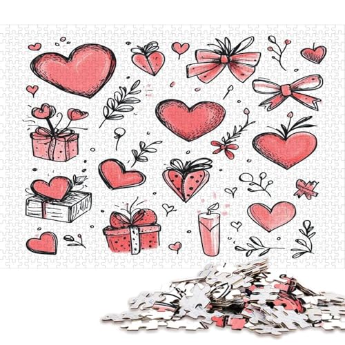 Valentinstag Valentine's Day Liebe Herz Puzzle HolzKunst Romantisches Liebesspiel Geschenk Plakat Puzzles Für Erwachsene 1000pcs (75x50cm) von DUABELPHF
