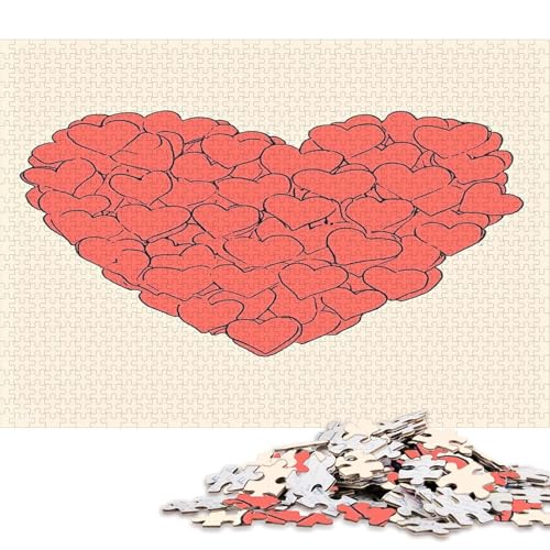 Valentinstag Valentine's Day Liebe Herz Puzzle HolzKunst Romantisches Liebesspiel Geschenk Plakat Puzzles Für Erwachsene 1000pcs (75x50cm) von DUABELPHF
