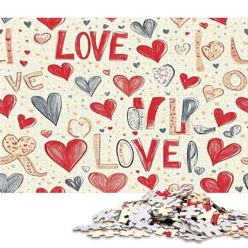 Valentinstag Valentine's Day Liebe Herz Puzzle HolzKunst Romantisches Liebesspiel Geschenk Plakat Puzzles Für Erwachsene Kinder 1000pcs (75x50cm) von DUABELPHF