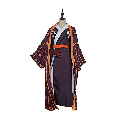 DUALY ONE Piece Kimono Lange Robe Outfit Japanischer Klassischer Anime Charakter Wano Country Trafalgar Law Cosplay Kostüm Maskeraden Kleid Komplettset für Geschenk (S) von DUALY