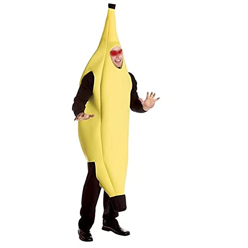 DUALY Unisex Bananen Kostüm Erwachsene Attraktiv Deluxe Set für Halloween Karnevalskostüme Dress Up Party Verkleidung und Rollenspiel Cosplay (Standard) (M), Gelb von DUALY