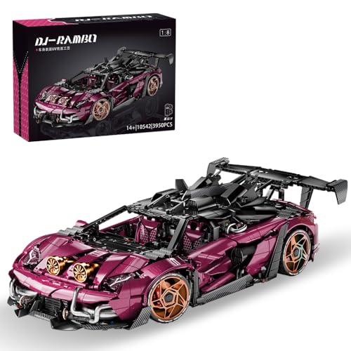 DUANT SUJ Supersportwagen Bausteine ​​Set, 3950 Teile Technology Series Groß Klemmbausteine Auto, 1:8 MOC Supercar Technik Modell, Bauspielzeug Geschenk für Erwachsene und Jugendliche(10542) von DUANT