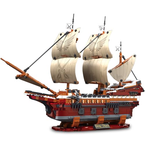 DUANT T2147 Mayflower Schiff Klemmbausteine Bausatz, 2284 Stück MOC große Segelboot Bausteine Modulare Gebäude Sammlung mit Beleuchtung, Montage Spielzeug Geschenk für Teenager und Erwachsene von DUANT