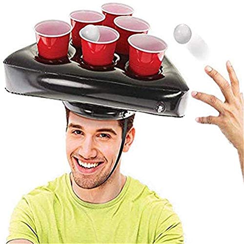 DUANxiaoyanK Aufblasbarer Bier-Pong-Hut, aufblasbare Wurfpong-Kappe, schwimmender Getränkehalter, für Schwimmen, Strand, Party von DUANxiaoyanK