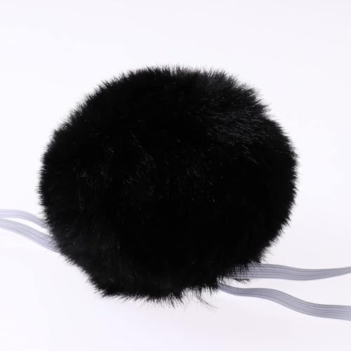 Plüsch-Ball mit Hasenschwanz, flauschige Bommeln, Cosplay-Kostüm-Zubehör, Foto-Requisiten, 8 Stück (Schwarz-B) von DUANxiaoyanK