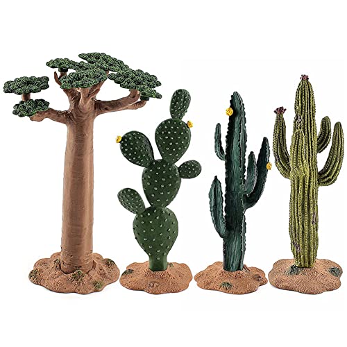 DUBENS 4 PCS Modell Baum Mini Baobab Baum, Kaktus Baum Bäume Fake Bäume Miniatur Künstlicher Baum Fake Pflanzen für DIY Basteln Grün von DUBENS