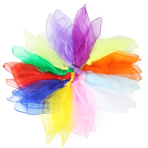 36 Stück Jongliertücher,60x60cm chiffontücher für Kinder,Farbige Handtuch-Kindergarten-Programmvorführung,Zirkus, Tanz von DUBUOZA