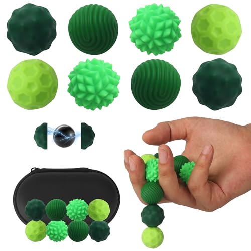 8 Stück Magnetische Fidget Toys, Fidget-Bälle Magnetspiel, Magnetkugeln Stressball Silikon Sensorik Spielzeug, Textur Anti Stress Bälle Sensorisches Spielzeug für ADHS Kinderr und Erwachsene von DUBUOZA