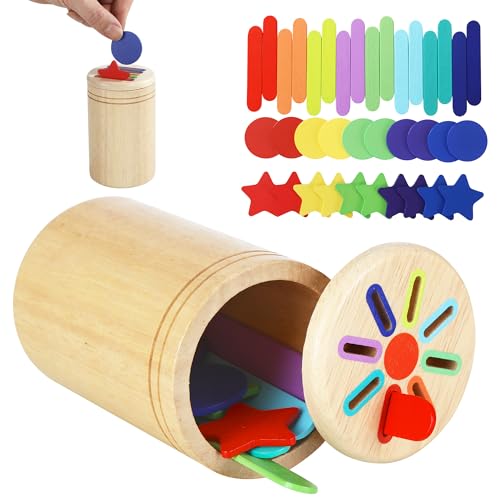 Montessori Spielzeug Ab 1 2 Jahr,Holzspielzeug Ab 2 Jahre,Farbe Form Sortierspielzeug Motorikspielzeug,von 2 Holzdeckeln,Mit Aufbewahrungstasche,Puzzle Sensorisches Babyspielzeug für Kinder ab 3Jahren Montessori Spielzeug Ab 1 2 Jahr,Holzspielzeug Ab 2 Jahre,Farbe Form Sortierspielzeug Motorikspielzeug,von 2 Holzdeckeln,Mit Aufbewahrungstasche,Puzzle Sensorisches Babyspielzeug für Kinder ab 3Jahren von DUBUOZA