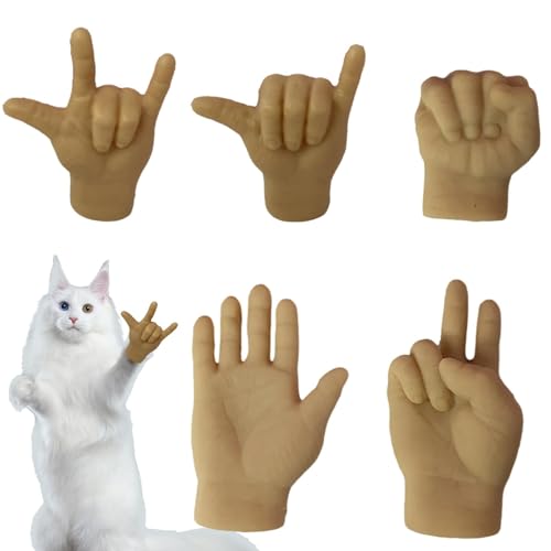 Kleine menschliche Hände – Fingerpuppen, gefälschte Handkatze, lustiges Verkleiden, Katzenspielzeug, winzige geschlossene Hände für Katzen, lustige Hände für Partys, Haustierspiele, Finger von DUDOK