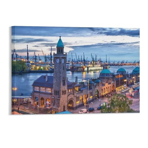 Puzzle 1000 Teile，Hamburger Hafen, Deutschland，Erwachsene Papierspiel Freizeit Kunst Spielzeug Puzzles（38x26cm）-160 von DUDOK