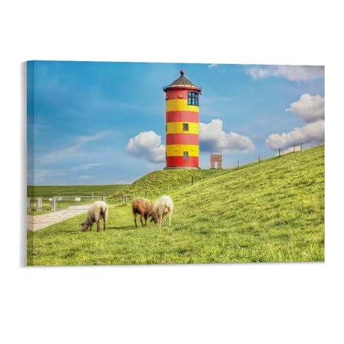 Schafe vor dem Leuchtturm，Puzzles für Erwachsene 1000 Teile, Klassische Puzzle für Erwachsene Teenager Freizeit Spaß Spiel Spielzeug Geeignet für Familie Freunde Dekorativ（38x26cm）-97 von DUDOK