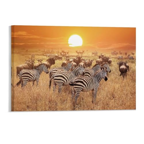 Zebra bei Sonnenuntergang，Puzzle 1000 Teile für Erwachsene, Klassische Puzzle Puzzle Schwierig für Kid Surprise Birthday für Family Home Decor Art Puzzle（38x26cm）-74 von DUDOK
