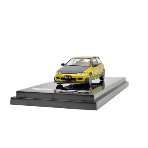 1/64 Für Civic (EG6) JDM Stil MESH Rad Gelb HJ641017FY Diecast Modell Spielzeug Auto Geschenke Druckgussmodelle Motorfahrzeuge von DUEVEL