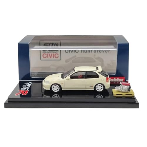 1/64 Für Civic Type R (EK9) Mit Motor Display Modell Weiß HJ642016W Diecast Spielzeug Auto Geschenke Druckgussmodelle Motorfahrzeuge von DUEVEL