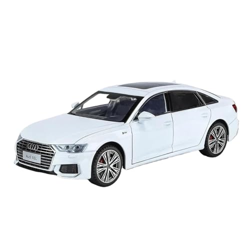 1 18 Für Audi A6L Spielzeugauto Diecast Legierung Metall Modell Miniatur Zurückziehen Sound Licht Türen Zu Öffnende Sammlung Druckgussmodelle Motorfahrzeuge(White) von DUEVEL