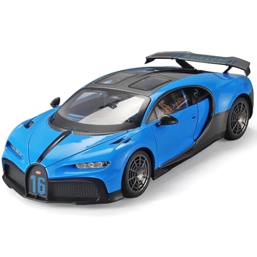 1 18 Für Bugatti Chiron PUR Sport Legierung Sound Und Licht Druckguss Metall Racing Super Auto Modell Spielzeug Sammlung Ornamente Druckgussmodelle Motorfahrzeuge(Blau) von DUEVEL
