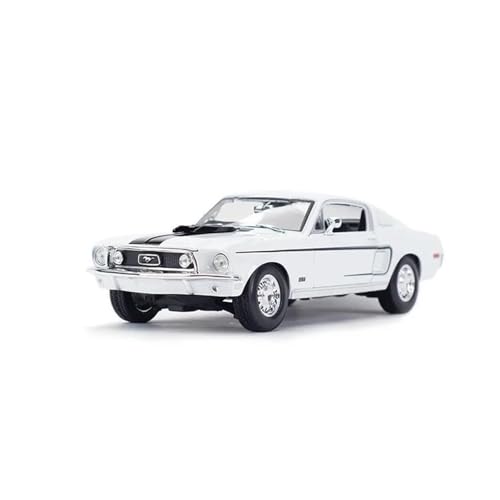 1 18 Für Ford Mustang GTA Fastback 1967 1968 Oldtimer-Druckguss-Modellauto, Spielzeugsammlung, Ornamente Und Geschenke Druckgussmodelle Motorfahrzeuge(White) von DUEVEL