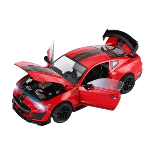 1 18 Für Ford Mustang Shelby GT500 Legierung Sport Auto Modell Diecast Metall Racing Auto Modell Sound Und Licht Druckgussmodelle Motorfahrzeuge(Rot) von DUEVEL