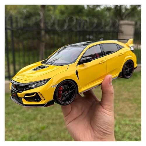1 18 Für Honda Civic Type R FK8 2021 Automodell Legierung Sammlungsmodell Druckguss-Autoliebhaber Sammlerornamente Druckgussmodelle Motorfahrzeuge(Yellow) von DUEVEL