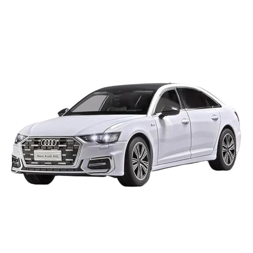 1 18 Für NEUEN Audi A6 L Legierung Auto Diecast Modell Simulation Sound Licht Zurückziehen Spielzeug Sammeln Display Druckgussmodelle Motorfahrzeuge(White) von DUEVEL