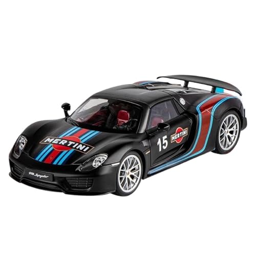 1 18 Für Spyder Martini 918 Alloy Sports Model Diecasts Metal Racing Car Model Simulation Sound and Light Druckgussmodelle Motorfahrzeuge(Schwarz) von DUEVEL