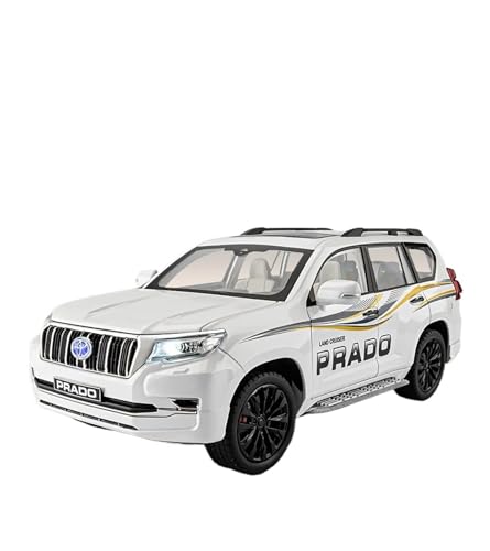 1 18 Für Toyota Prado Land Cruiser SUV Legierung Auto Druckguss Metall Spielzeug Geländewagen Modell Sound Und Licht Druckgussmodelle Motorfahrzeuge(White) von DUEVEL
