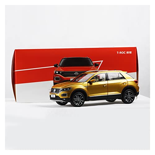 1 18 Für Volkswagen VW T-ROC 2018 SUV Simulation Automodell Diecast Alloy Vehicle Collection Souvenir Display Druckgussmodelle Motorfahrzeuge(Gold) von DUEVEL