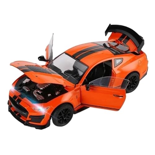 1 18 für Ford GT500 Sportwagen, Modelldruckguss, Metall-Rennwagen, Sound und Licht, Sammlung, Spielzeug, Sammlerornamente Druckgussmodelle Motorfahrzeuge(Orange) von DUEVEL