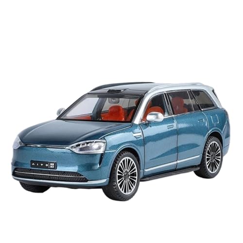 1 24 Für AITO M9 SUV Legierung Automodell Sound Und Licht Autoenthusiasten Sammlerstücke Geburtstagsgeschenk Dekorationen Druckgussmodelle Motorfahrzeuge(Blau) von DUEVEL