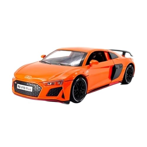 1 24 Für Audi R8 V10 Plus Supercar Legierung Auto Diecast Fahrzeuge Sound Und Licht Sammlerstücke Auto Enthusiasten Geschenk Druckgussmodelle Motorfahrzeuge(Orange) von DUEVEL