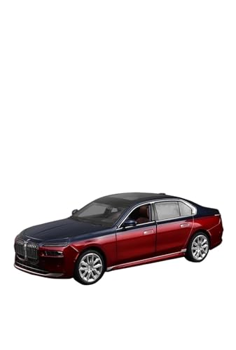 1 24 Für BMW 7 Series I7 G70 Alloy Luxy CarDiecast Metal Pure Limousine Car Model Sound Light Toy Druckgussmodelle Motorfahrzeuge(Rot) von DUEVEL