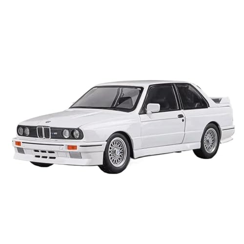 1 24 Für BMW M3 E30 1988 Legierungs-Sportwagenmodell Druckguss-Metall Klassischer Sound Und Licht Automodell-Enthusiasten Druckgussmodelle Motorfahrzeuge(White) von DUEVEL