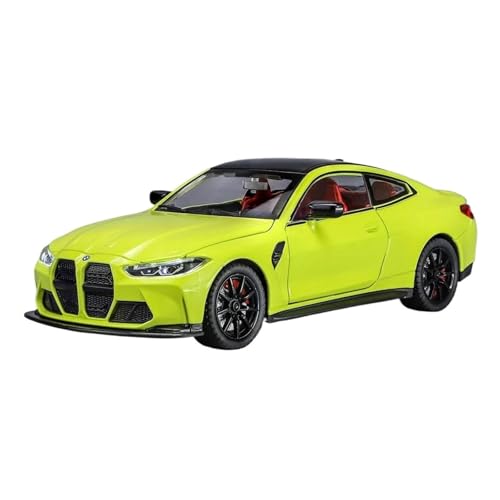 1 24 Für BMW M4 G82 Coupe Legierung Sportwagen Modell Diecast Metall Fahrzeuge Auto Modell Sound Licht Sammlungen Druckgussmodelle Motorfahrzeuge(Yellow) von DUEVEL