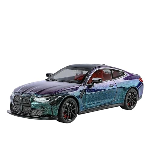 1 24 Für BMW M4 IM Legierung Sport Auto Druckguss Metall Skala Auto Modell Sammlung Simulation Sound Licht Spielzeug Fahrzeug Druckgussmodelle Motorfahrzeuge(Purple) von DUEVEL