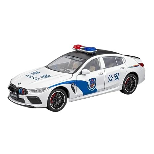 1 24 Für BMW M8 MANHART Polizeiauto Modellauto Aus Metalllegierung Mit Ton Und Licht Hochsimulation Druckgussauto Druckgussmodelle Motorfahrzeuge(White) von DUEVEL
