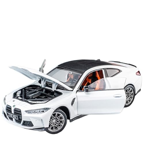 1 24 Für BMW New M4 G82 Aus Druckgussmetall Legierungsmodell, Sportwagen Spielzeugauto Premium-Replik Sammler-Spielzeugauto Druckgussmodelle Motorfahrzeuge(White) von DUEVEL