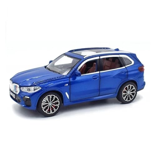 1 24 Für BMW X5 Legierung Modell Auto SUV Sammeln Spielzeug Auto Miniatur Legierung Diecast Modell Sound Licht Dekorationen Druckgussmodelle Motorfahrzeuge(Blau) von DUEVEL