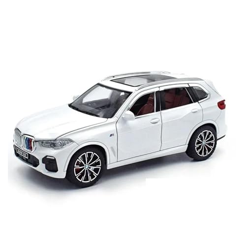 1 24 Für BMW X5 Legierung Modell Auto SUV Sammeln Spielzeug Auto Miniatur Legierung Diecast Modell Sound Licht Dekorationen Druckgussmodelle Motorfahrzeuge(White) von DUEVEL